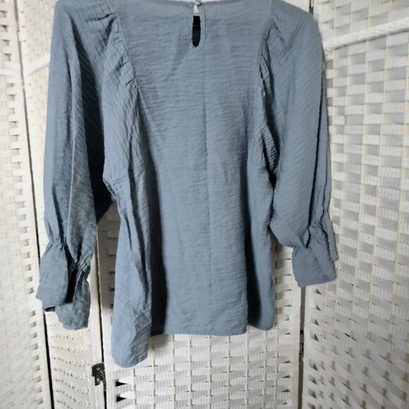 Shein Blue blouse with full sleeves size 2 - Picture 2 of 2